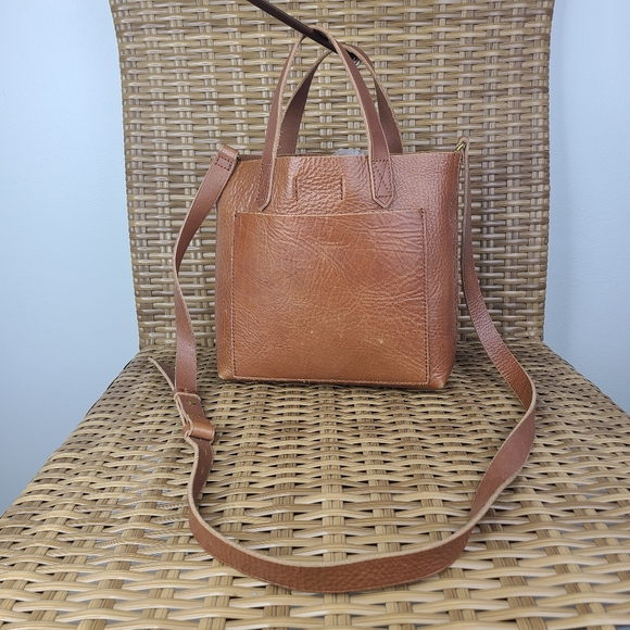 Madewell Handbags - Madewell Bag Transport Tote Brown Leather Double Handle Crossbody Distressed Raw